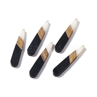 Opaque Resin & Walnut Wood Pendants RESI-M027-12D-1
