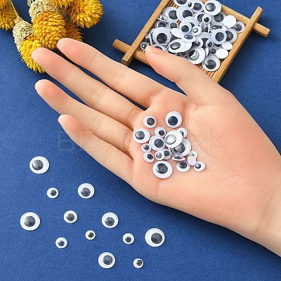 500Pcs 5 Style Black & White Plastic Wiggle Googly Eyes Buttons DIY Scrapbooking Crafts Toy Accessories with Label Paster on Back KY-YW0001-54-1