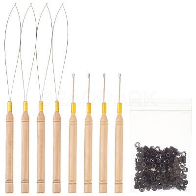 8Pcs Wood Handle Iron Crochet Hook Needles TOOL-FG0001-07-1
