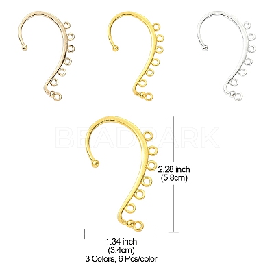 18Pcs 3 Colors Alloy Ear Cuff Findings FIND-YW0004-24-1