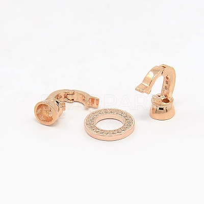 Brass Micro Pave Cubic Zirconia Fold Over Clasps ZIRC-P003-27RG-1