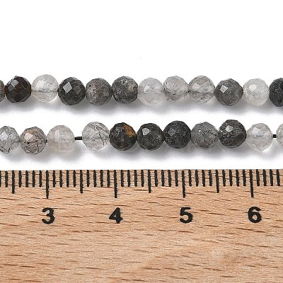 Natural Tourmalinated Quartz Beads Strands G-L651-C10-4mm-1