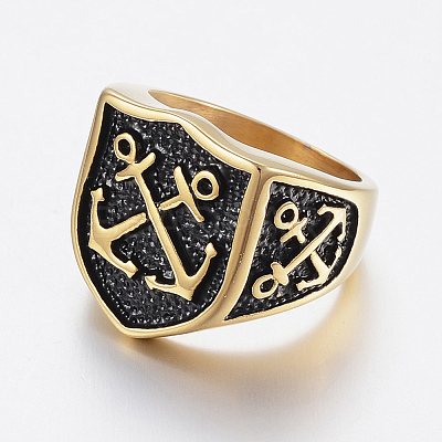 Ion Plating(IP) 304 Stainless Steel Signet Rings for Men RJEW-H125-39AG-23mm-1
