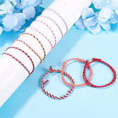 7Pcs 7 Colors Bohemian Cotton Cord Braided Bracelets BJEW-TA0001-29-1