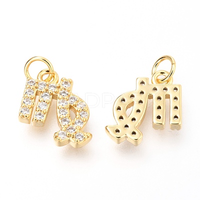 Brass Micro Pave Clear Cubic Zirconia Charms ZIRC-O036-30G-G-1