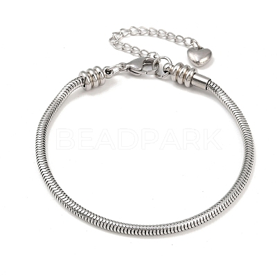 Tarnish Resistant 304 Stainless Steel European Round Snake Chains Bracelets X-STAS-J015-05-1