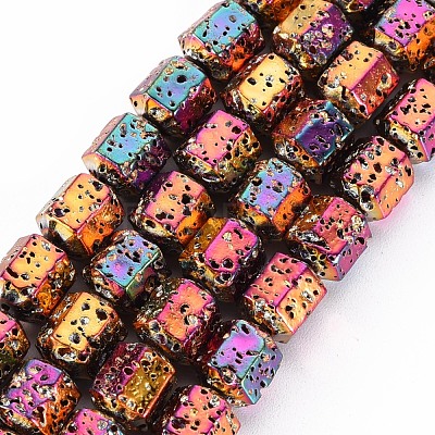 Electroplated Natural Lava Rock Beads Strands G-T114-71-1