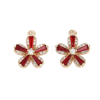 Rack Plating Brass Micro Pave Cubic Zirconia Pendants KK-C082-01G-03-1