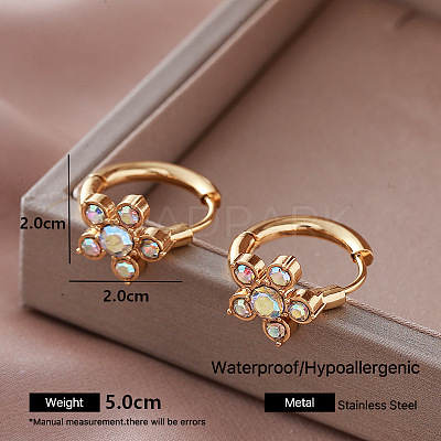 304 Stainless Steel Rhinestone Hoop Earrings for Women KH4016-7-1