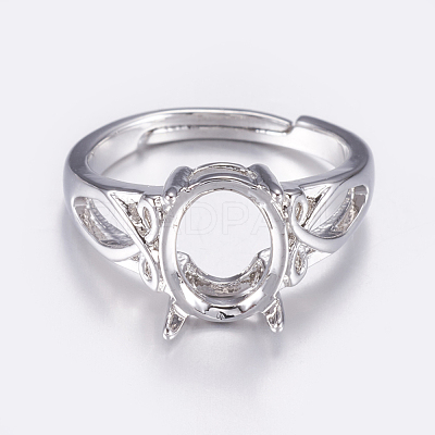 Adjustable Brass Solitaire Ring Settings X-KK-G330-09P-1