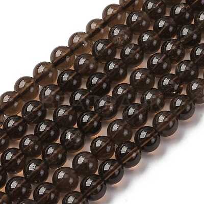 Natural Smoky Quartz Round Beads Strands G-E329-8mm-38B-1