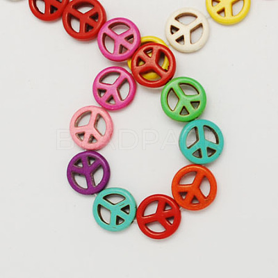 Synthetical Turquoise Beads Strands X-TURQ-S131-15mm-M-1