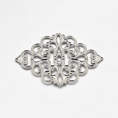 Brass Rhombus Filigree Findings X-KK-L056-02P-1