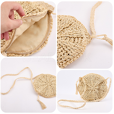 1Pc Papyrus Cotton Knitted Crossbody Bags AJEW-BBC0002-27B-1
