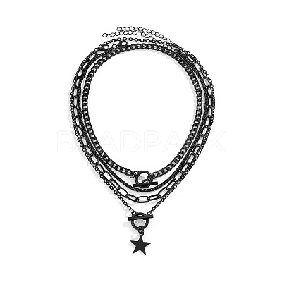 Gothic Alloy with Iron Pendant Multi Layered Chain Necklaces for Women FS-WG9D473-01-1
