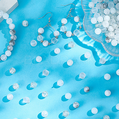 300Pcs 6 Colors Baking Paint & Spray Painted Crackle Glass Round Beads DGLA-LT0001-08-1