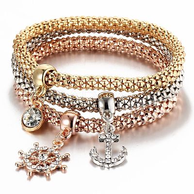 3Pcs Alloy Rhinestone Charm Bangle Set FS-WG4938A-02-1