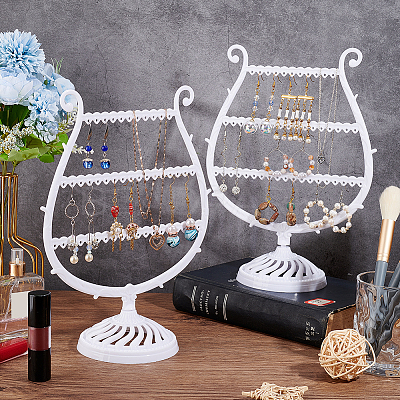 3-Tier PP Plastic Earring Display Stands EDIS-WH0012-28B-1