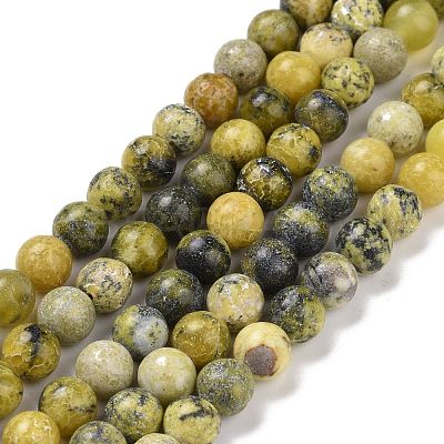 Natural Yellow Turquoise(Jasper) Beads Strands G-Q462-6mm-22-1