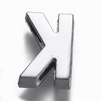 Alloy Letter Slide Charms RB-F034-01K-P-RS-1