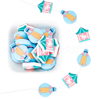 16Pcs 2 Style Merry-go-round/Balloon Food Grade Silicone Beads SIL-GO0001-17-1