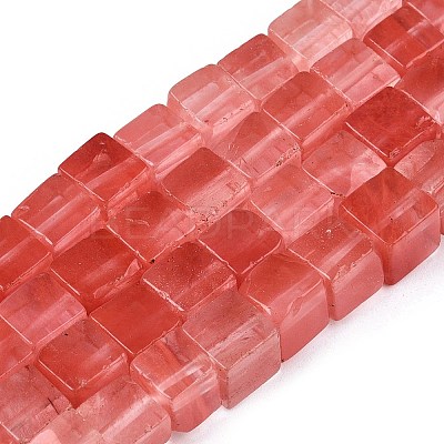 Cherry Quartz Glass Beads Strands G-T139-8x8-37A-1
