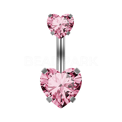 Heart Cubic Zirconia Belly Button Rings WG98059-05-1
