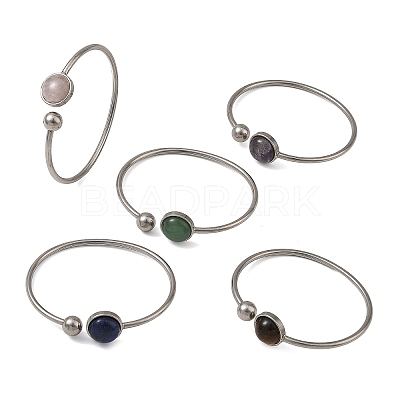 304 Stainless Steel Cuff Bangles for Women BJEW-JB14327-1