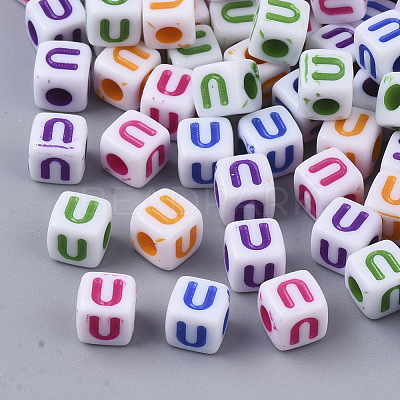 White Opaque Acrylic Beads MACR-R869-01U-1