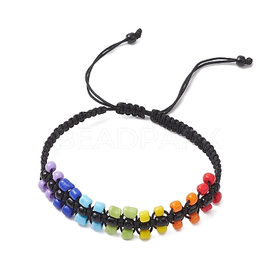 2Pcs Handmade Glass Seed Beaded Braided Bead Bracelets for Women BJEW-JB11946-1