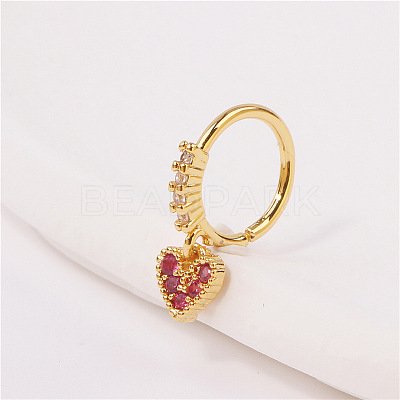 Brass Micro Pave Clear Cubic Zirconia Dangle Hoop Nose Rings FS-WG904D6-05-1