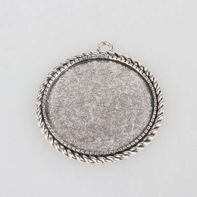 Tibetan Style Alloy Pendant Cabochon Settings X-TIBEP-N003-66AS-1