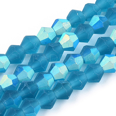 Imitate Austrian Crystal Bicone Frosted Glass Beads Strands GLAA-F029-TM4mm-A01-1