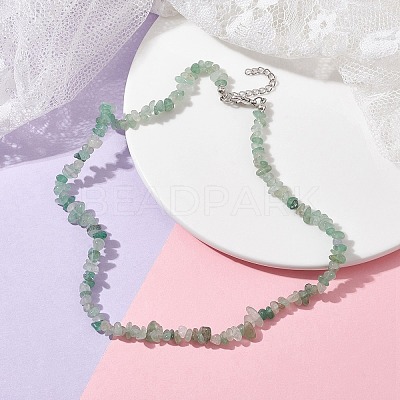 Natural Green Aventurine Chip Beaded Necklace NJEW-JN04615-14-1
