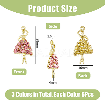 18Pcs 3 Styles Alloy with Rhinestone Pendants RB-DC0001-04-1