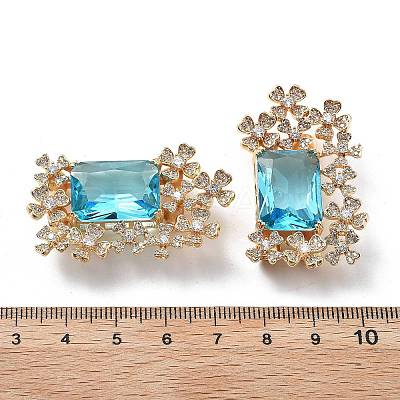 Brass & Cubic Zirconia & Glass Watch Band Clasps KK-G523-01G-1