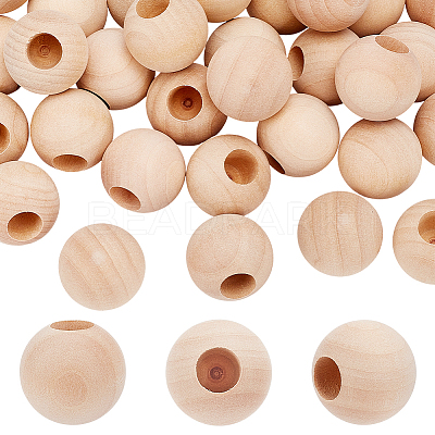 30Pcs Wood Beads WOOD-OC0004-40A-1