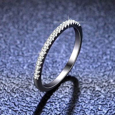 Rhodium Plated 925 Sterling Silver Micro Pave Cubic Zirconia Plain Band Rings WGF7D9C-24-1