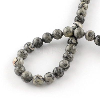 Natural Map Stone/Picasso Stone/Picasso Jasper Beads Strands G-S188-4mm-1