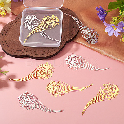 8Pcs 2 Colors Brass Filigree Big Pendants KKC-TA0001-07-1
