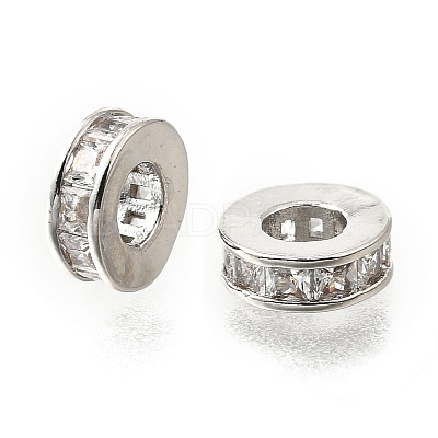 Round Ring Brass Micro Pave Clear Cubic Zirconia Beads KK-V008-16P-1
