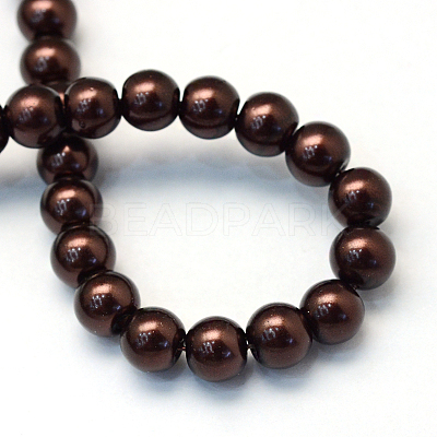 Baking Paint Pearlized Glass Pearl Round Bead Strands X-HY-Q330-8mm-40-1