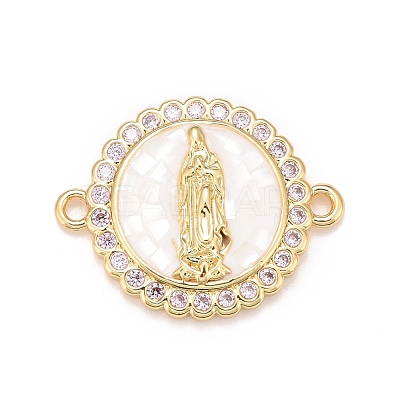 Brass Clear Cubic Zirconia Connector Charms KK-A161-05G-1