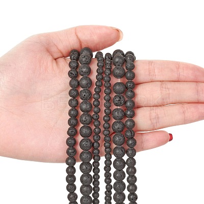 3 Strand 3 Sizes Natural Lava Rock Beads Strands G-FS0001-03-1