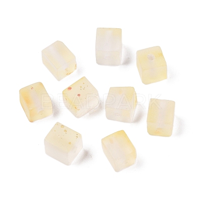 Frosted Glass Beads with Golden Glitter Powder DGLA-NH001-6mm-01A-1
