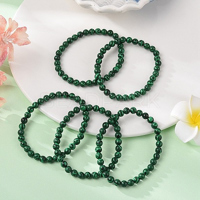 Synthetic Malachite(Dyed) Bead Stretch Bracelets BJEW-K212-A-031-1