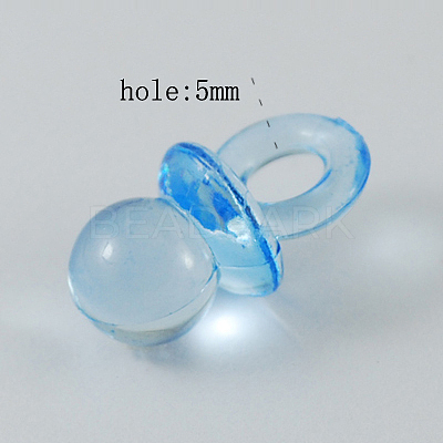 Dodger Blue Color Transparent Acrylic Baby Pacifier Pendants X-TACR-R16-5-1