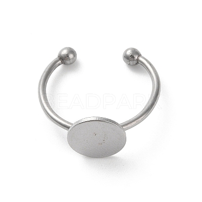 Non-Tarnish Adjustable 304 Stainless Steel Finger Rings Components STAS-K278-04C-P-1