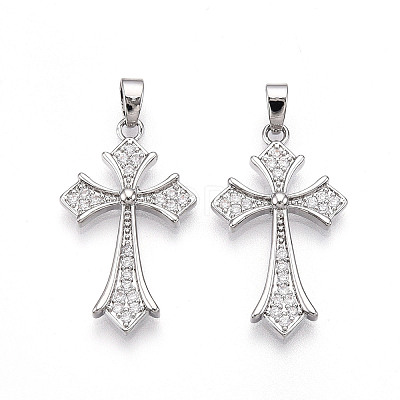 Brass Micro Pave Cubic Zirconia Pendants KK-N257-31P-1