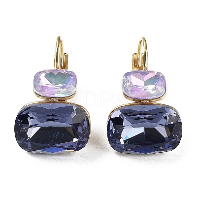 Glass Rectangle Leverback Earrings EJEW-P245-01G-1